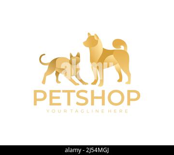 Hund und Katze, Haustiere, Tierarzt und Pflege hinter Haustieren, Logo-Design. Tier, Tierheim und Schutz, Tierhandlung, Vektordesign und Illustration Stock Vektor
