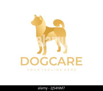 Hund, Haustiere, Tierarzt und Pflege hinter Haustieren, Logo-Design. Tier, Tierheim und Schutz, Tierhandlung, Vektordesign und Illustration Stock Vektor