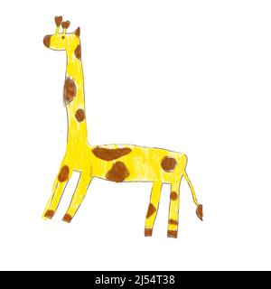 Niedliche handgezeichnete Doodle Giraffe. Handgezeichnete niedliche Kinderillustrationen Stockfoto