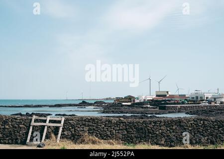 Gimnyeong-ri Küstendorf, Jeju Olle Trail Route 20 auf der Insel Jeju, Korea Stockfoto