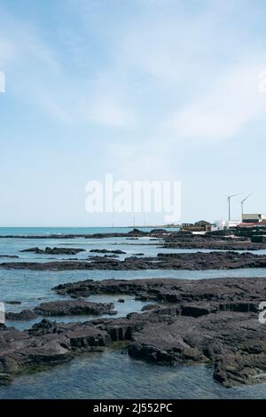 Gimnyeong-ri Küstendorf, Jeju Olle Trail Route 20 auf der Insel Jeju, Korea Stockfoto