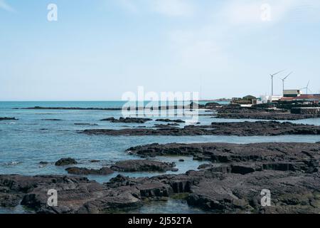 Gimnyeong-ri Küstendorf, Jeju Olle Trail Route 20 auf der Insel Jeju, Korea Stockfoto