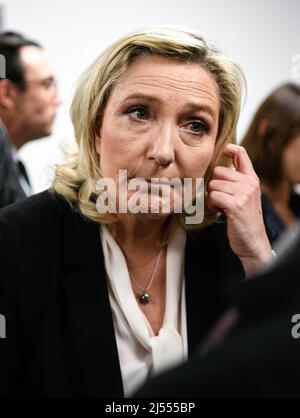 Marine Le Pen, Frassemblement National (RN)-Vorsitzende und Kandidatin für die französischen Präsidentschaftswahlen 2022 in Paris, 15. November 2021. Stockfoto