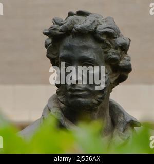 Büste von Alexander Puschkin, Addis Abeba National Museum, Äthiopien Stockfoto