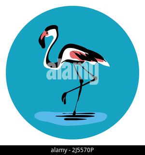 Stehende Flamingo Vogel Vektor Illustration Linie Kunst Stock Vektor