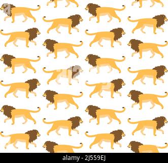 Vector seamless pattern of flat lion Stock Vektor