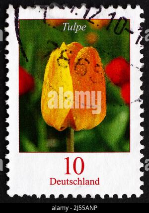 DEUTSCHLAND - UM 2005: Eine in Deutschland gedruckte Marke zeigt Tulip, Tulipa, Blumenwerk, um 2005 Stockfoto