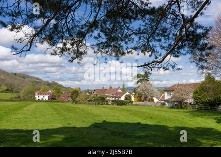 Das Dorf Compton Martin am Fuße der Mendip Hills, Somerset, England. Stockfoto