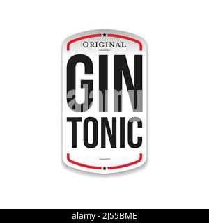 Cocktail Gin Tonic Vintage-Schild Stock Vektor