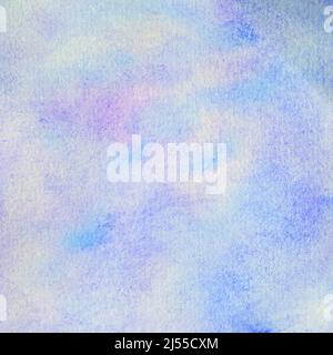 Blauer Aquarell abstrakter Hintergrund ein handgemaltes Designelement mit Schattierungen von Blau, Violett und Lila. Stockfoto