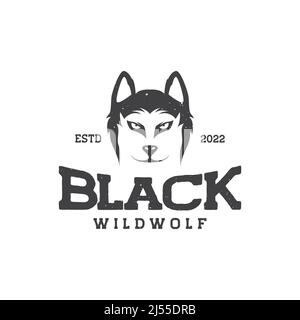 Gesicht wild Wolf vintage einfaches Logo Design Vektor Grafik Symbol Illustration kreative Idee Stock Vektor