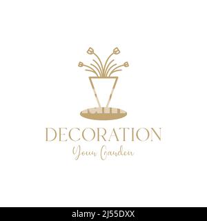 Luxus-Pflanze mit Vase dekoratives Logo Design Vektor Grafik Symbol Illustration kreative Idee Stock Vektor