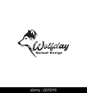 Seitenansicht Wolf oder sibirische Husky Logo Design Vektor Grafik Symbol Illustration kreative Idee Stock Vektor