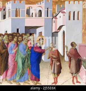 Die Heilung des Mannes geboren Blind von Duccio di Buoninsegna (c. 1255/1260-1318), Eiertemperatur auf Holz, c. 1307/8-11 Stockfoto