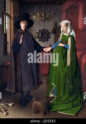 Porträt des Giovanni Arnolfini und seine Frau (The Arnolfini Portrait) von Jan Van Eyck (c.1390-1441), Öl auf Eiche Holz, 1434 Stockfoto
