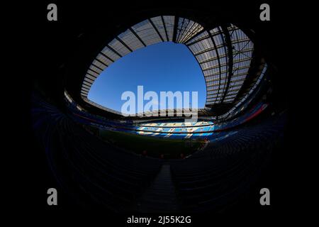 Manchester, Großbritannien. 20. April 2022. Innenansicht des Etihad-Stadions in Manchester, Großbritannien am 4/20/2022. (Foto von Conor Molloy/News Images/Sipa USA) Quelle: SIPA USA/Alamy Live News Stockfoto