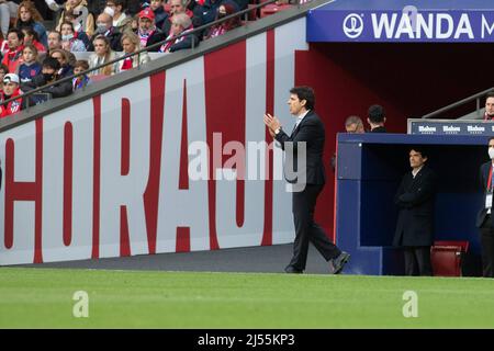 Madrid, Spanien. 20. April 2022. 20. april 2022; Stadion Wanda Metropolitano, Madrid, Spanien; Men's La Liga Santander, Atletico de Madrid vs. Granada 900/Cordon Presseinformation: CORDON PRESS/Alamy Live News Stockfoto