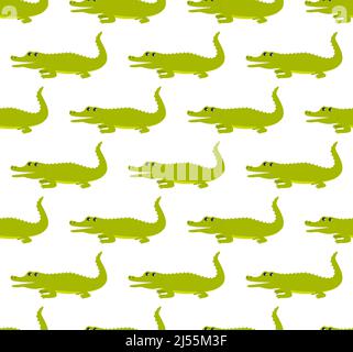 Nahtloses Krokodilmuster. Vektorgrafik in einem flachen Stil. Eps 10 Stock Vektor