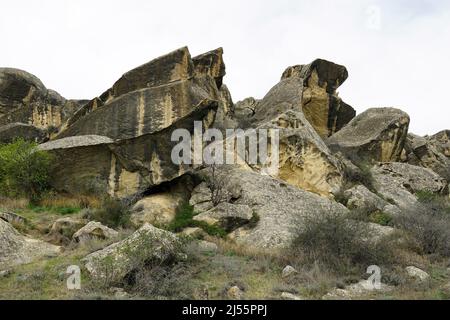 Felsen, Staatliches historisches und kulturelles Reservat Gobustan, Aserbaidschan, Azərbaycan, Asien, UNESCO-Weltkulturerbe Stockfoto