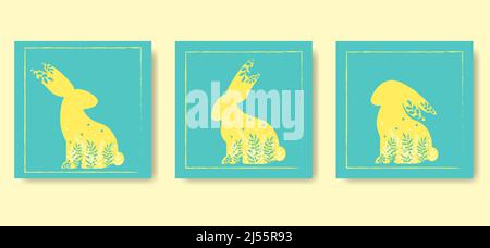 Frohe Ostern Set von Grußkarten, Plakaten Stock Vektor