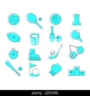 Sport Set Symbole. Flache Vector Illustration Stock Vektor