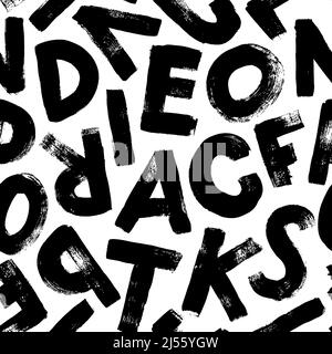 Alphabet handgezeichnetes Grunge Buchstaben nahtloses Muster Stock Vektor
