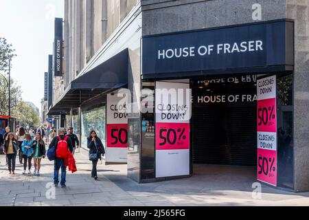 Verkaufsabschluss im House of Fraser in der Oxford Street, London, Großbritannien Stockfoto