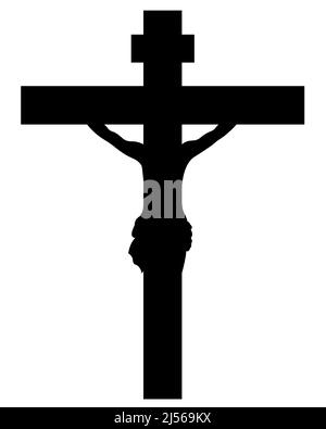 Darstellung von Jesus Christus am Kreuz isoliert auf Weiß Stockfoto