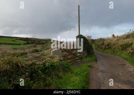 Narrow Lane, Zennor, Cornwall, England, Großbritannien Stockfoto