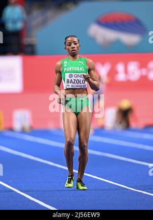 Lorene Dorcas Bazolo nimmt an der Belgrader Hallenweltmeisterschaft 2022 auf 60 Metern Teil. Stockfoto