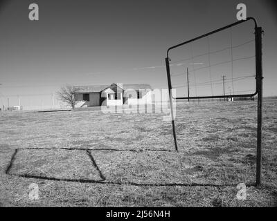 Adrian, Texas entlang der US Route 66. Auch bekannt als „Mittelpunkt von Route 66“ Stockfoto