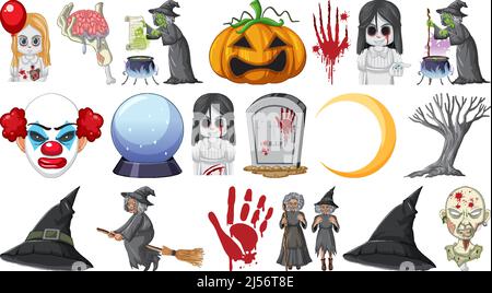 Halloween-Thema mit Hexe und Zombie-Illustration Stock Vektor