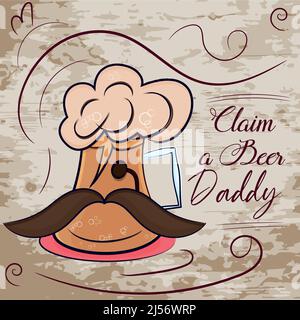 Isoliert niedlichen Bier Glas Cartoon Happy Father Tag retro Vorlage Vektor Stock Vektor