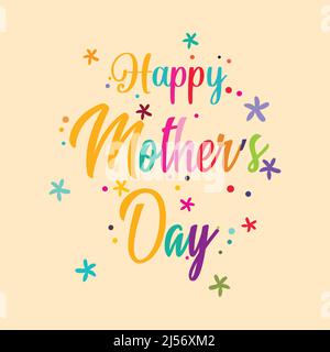 Farbenfroher Happy Mother's Day-Schriftzug mit Sternen-Flat-Design Stock Vektor