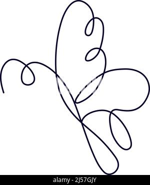 Element isoliert auf weißem Hintergrund für logotip oder Tattoo.Fliegende Schmetterling kontinuierliche Linie Zeichnung. Vektor-Illustration Einfache Form in trendigen Umriss Stock Vektor