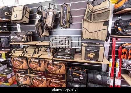 Australien, ARB Outdoor-Wohn- und Abenteuer-Accessoires werden auf der Sydney Camping and Caravan Show, Sydney, Australien, verkauft Stockfoto