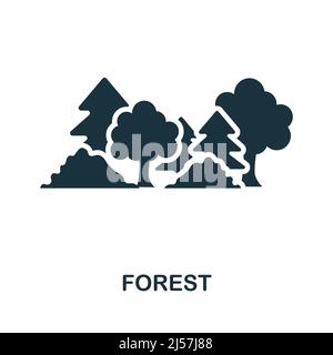 Waldsymbol. Monochrom Simple Forest Icon für Vorlagen, Webdesign und Infografiken Stock Vektor