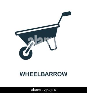 Symbol für Schubkarre. Monochrom einfaches Wheelbarrow-Symbol für Vorlagen, Webdesign und Infografiken Stock Vektor