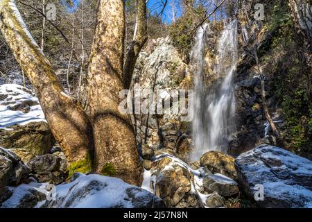 Kaledonia Wasserfall im Troodos-Gebirge, Zypern, Europa | Caledonia Wasserfälle, Troodos Gebirge, Zypern, Europa Stockfoto