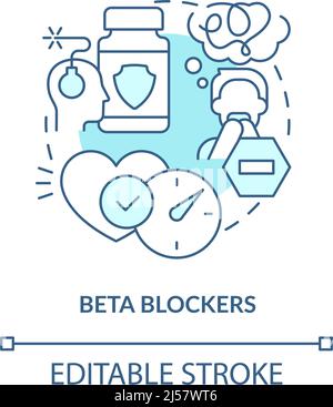 Beta-Blocker türkisfarbenes Konzeptsymbol Stock Vektor