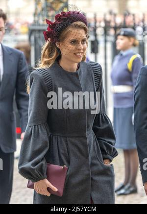 London, Großbritannien. 29. März 2022. Prinzessin Beatrice nimmt an einem Gedenkgottesdienst für Prinz Philip, Herzog von Edinburgh, in der Westminster Abbey in London Teil. Kredit Stockfoto