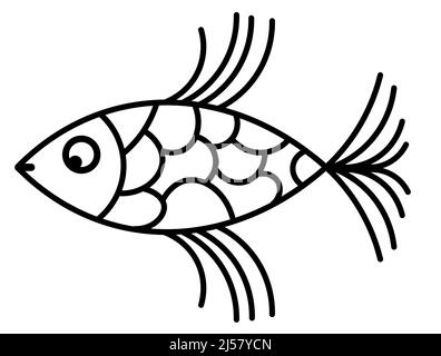 Fisch Clip Art Isoliert Weißen Hintergrund Stockfoto