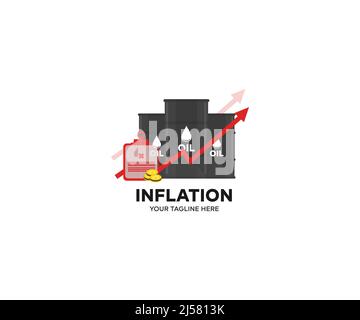 Inflation, weltwirtschaftliches Logo-Design. Vektordesign und Illustration der Ölinflationsbranche. Stock Vektor