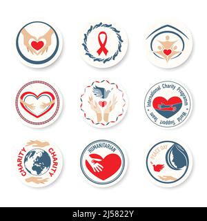 Charity-Farbunterstützungsetiketten eingestellt Stock Vektor
