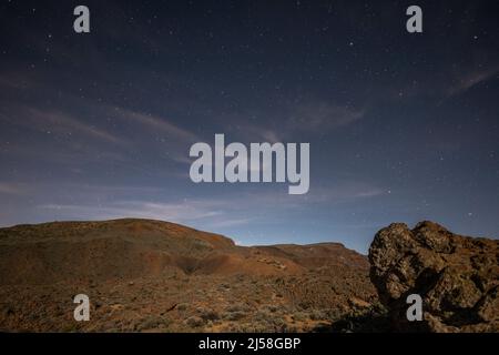 Sterne bei Nacht im el teide teneriffa Stockfoto