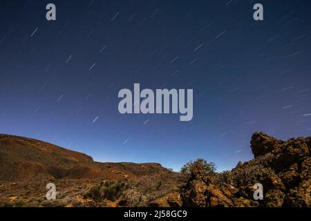 Sterne bei Nacht im el teide teneriffa Stockfoto