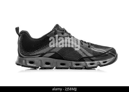 Schwarze Sneaker Laufschuhe. Stockfoto