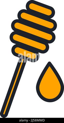 Honigsymbol. Süße Desserts isolierte Linienfarbe Symbole Stock Vektor