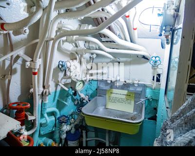 San Diego, AUG 2 2014 - Innenansicht des sowjetischen U-Bootes B-39 des Maritime Museum Stockfoto
