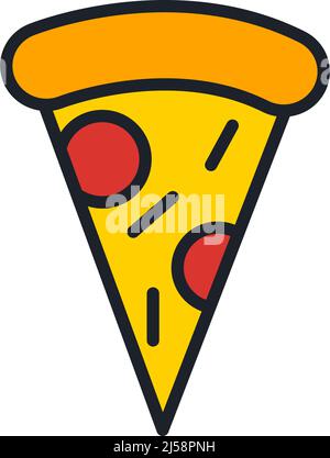 Symbol für Pizzascheiben. Symbole für isolierte Linienfarben für Fast Food und Backwaren Stock Vektor